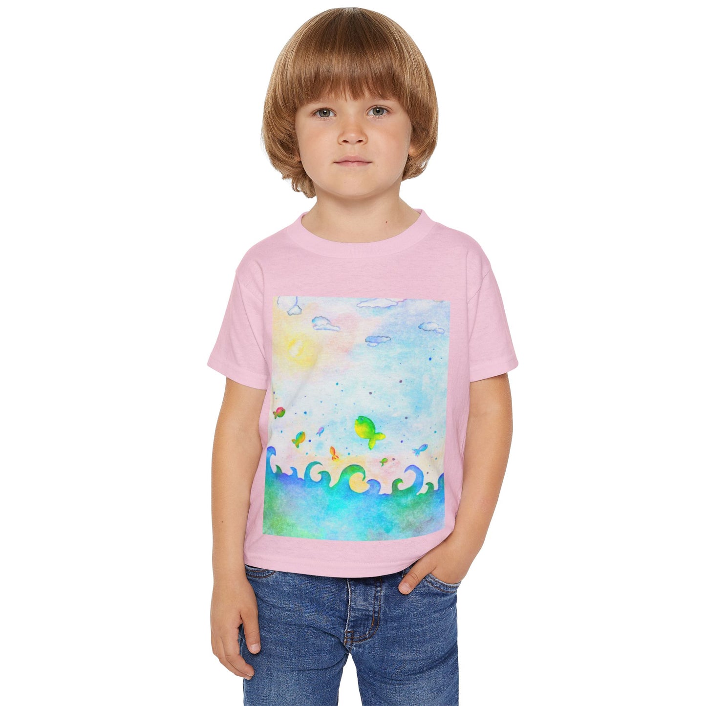 Lustiges Kindershirt, Kindershirt mit Fischen Blaues Kinder T Shirt Tiere