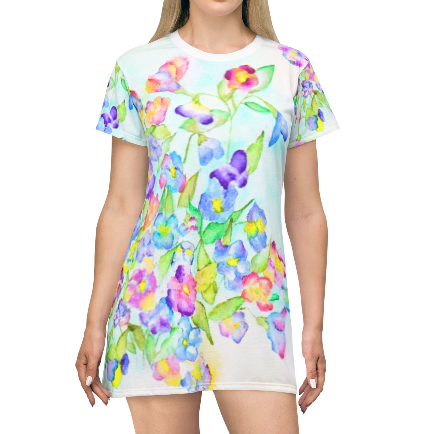 Kleid mit Blüten Frühlingskleid Blumen Damen Sommerkleid Blumenmuster