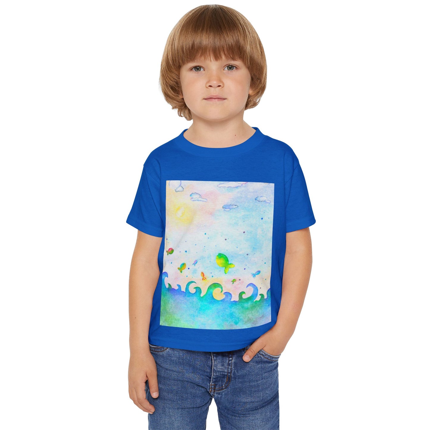 Lustiges Kindershirt, Kindershirt mit Fischen Blaues Kinder T Shirt Tiere