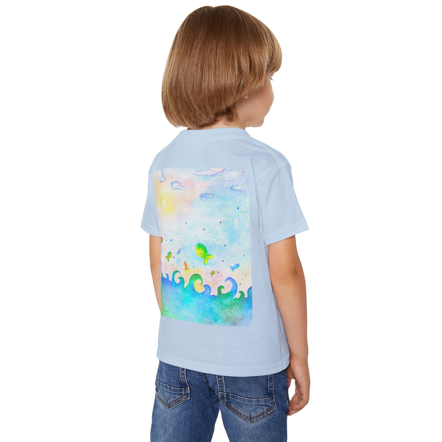 Lustiges Kindershirt, Kindershirt mit Fischen Blaues Kinder T Shirt Tiere